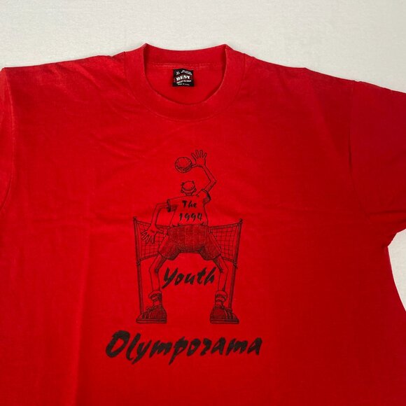 Vintage 90s Made in USA Single Stitch 1994 Youth Olymporama Volleyball Red Tee - Picture 4 of 10